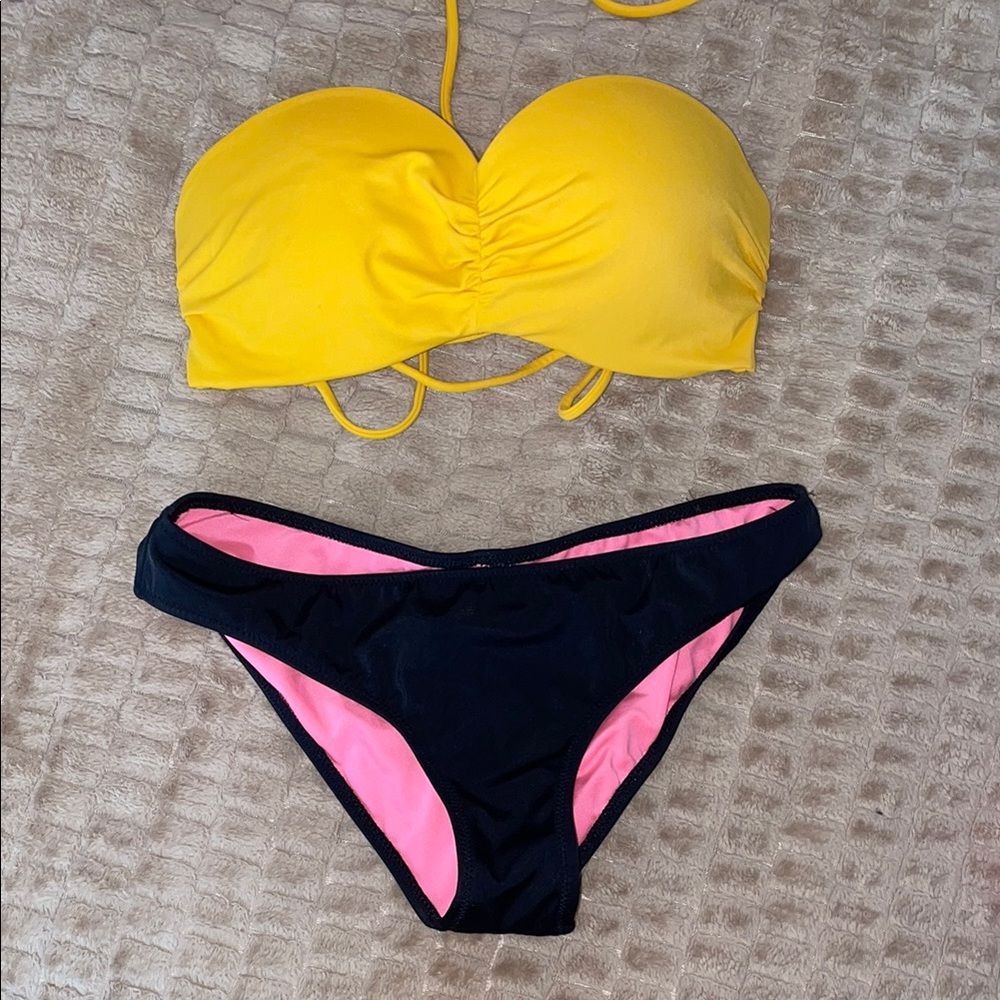 Yellow and Black Bikini Set